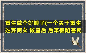 重生做个好娘子(一个关于重生 姓苏商女 做皇后 后来被陷害* 回到十三岁)